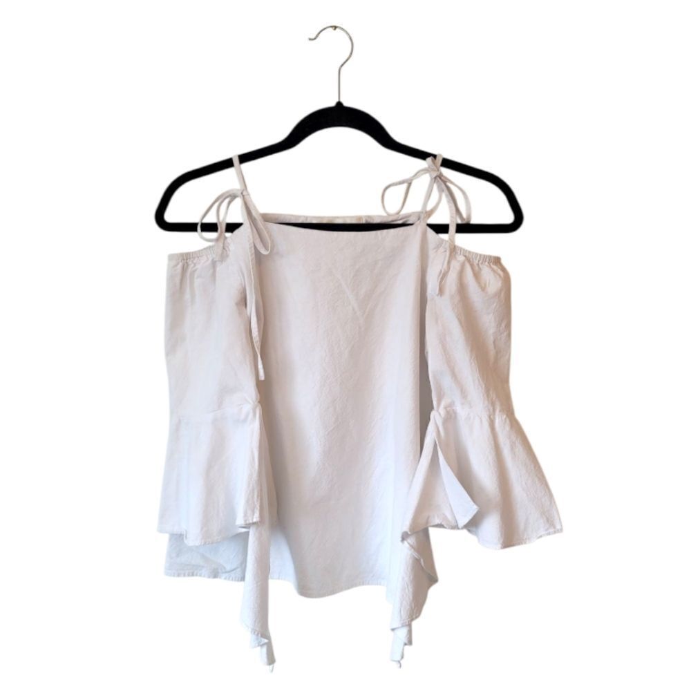 JOA Los Angeles White 100% Cotton Off Shoulder Bell Sleeve Blouse Size XS